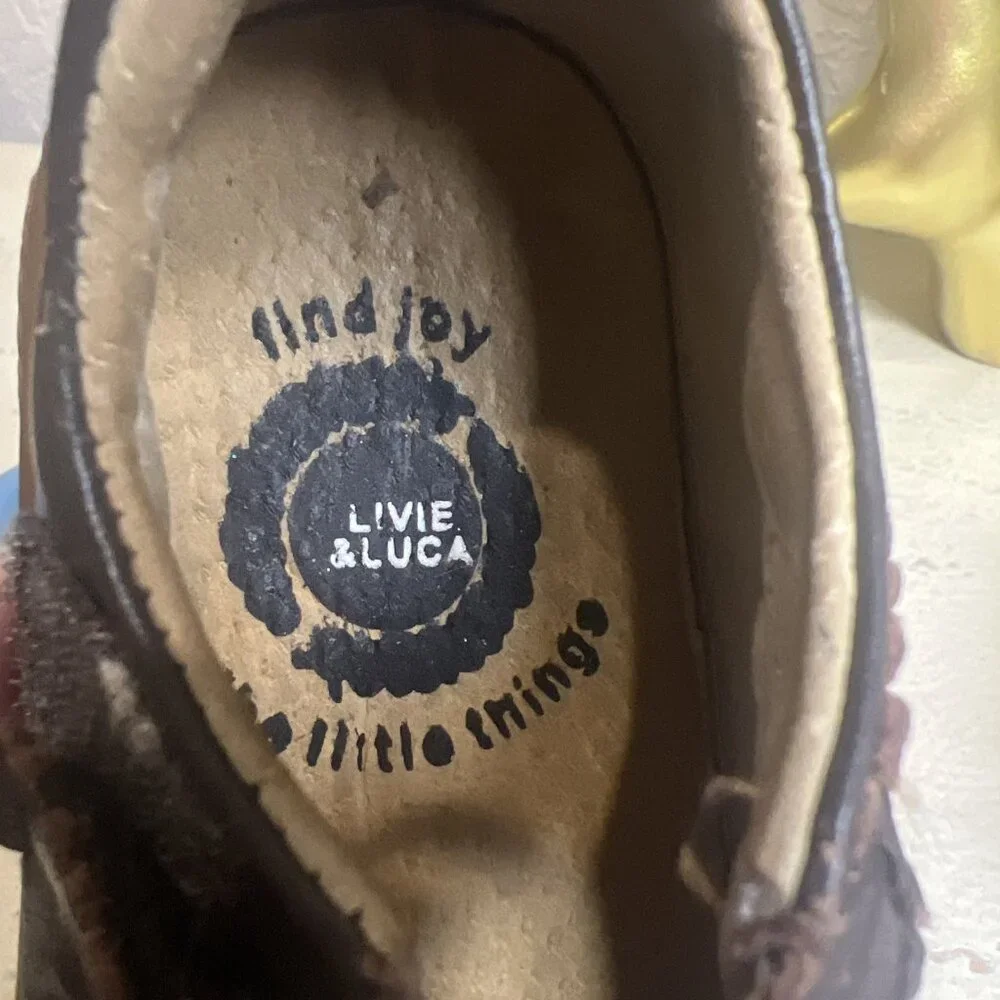 Livie & Luca Brown Ruche Classic Mary Jane Toddler Girls Size 5 Leather